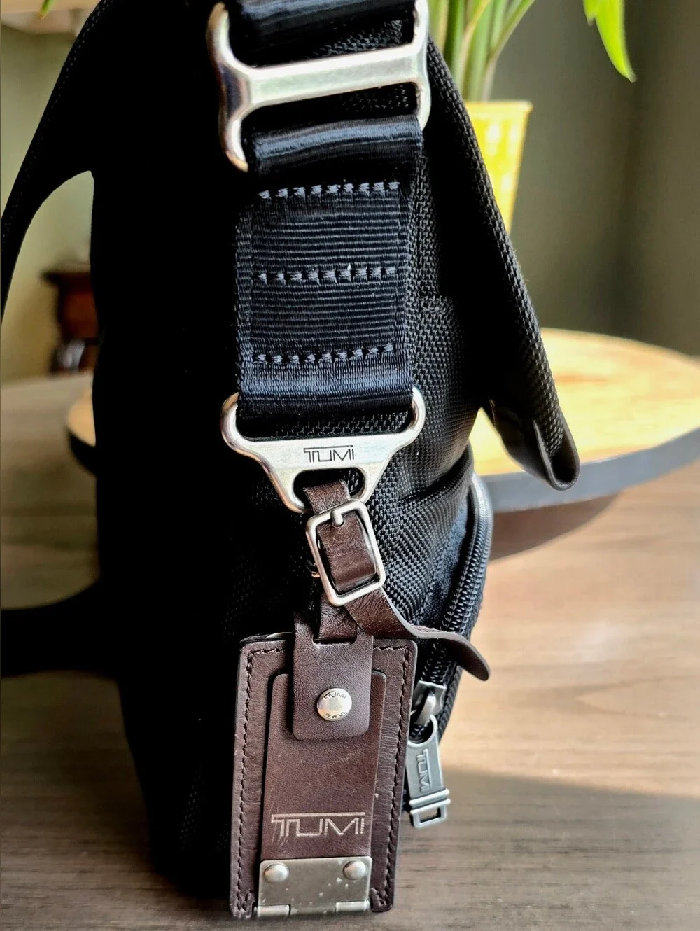 Tumi Black/Brown Nylon and Leather Alpha Bravo Barstow Messenger Bag